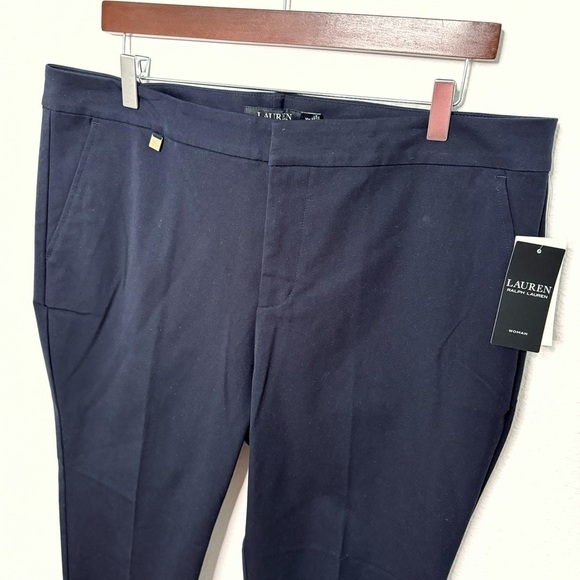 Lauren Ralph Lauren navy blue ankle trouser pants straight leg plus size 14 NWT - Picture 3 of 10